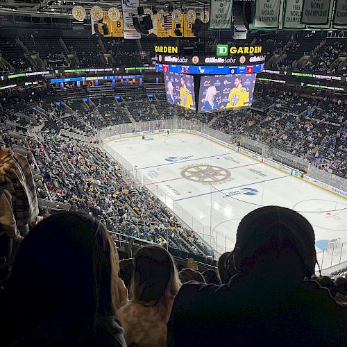 Crowd watch ice hockey at boston td garden